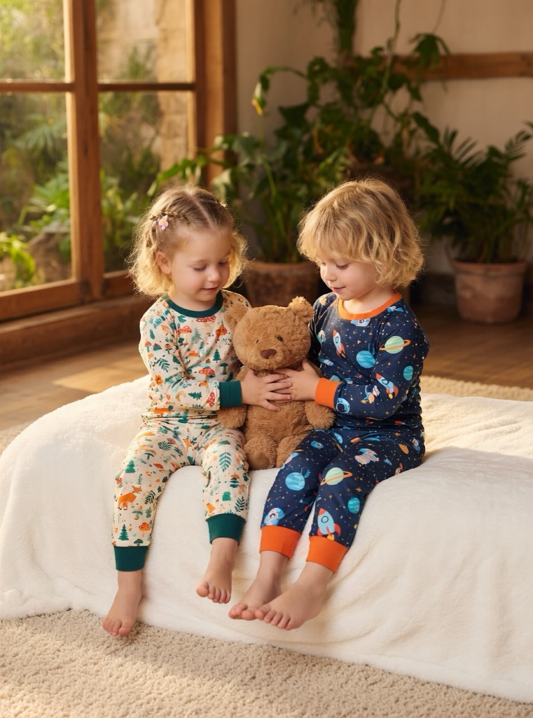 家居光线下婴童睡衣系列展示